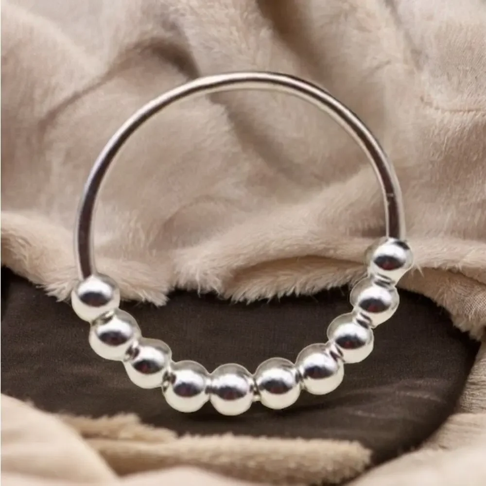 NEW sterling silver anxiety fidget spinning ring jewelry size 7 B21